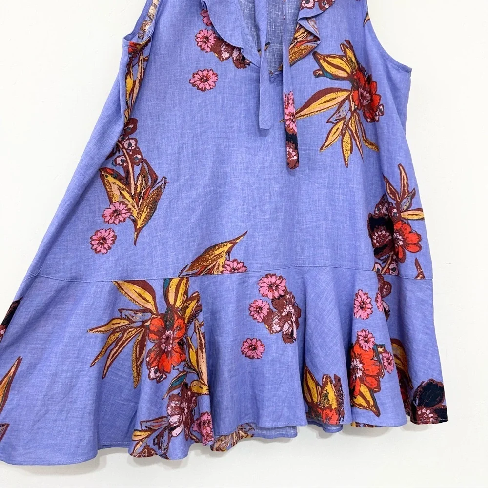 Free People Summer in Tulum Linen Blend Tunic Blue